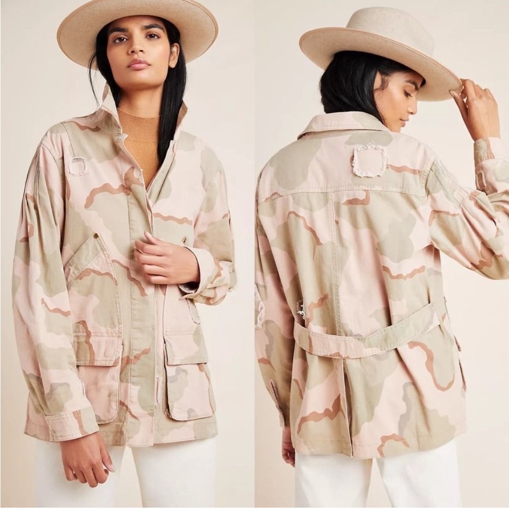 Anthropologie‎ Lida Pink Camo Utility Jacket